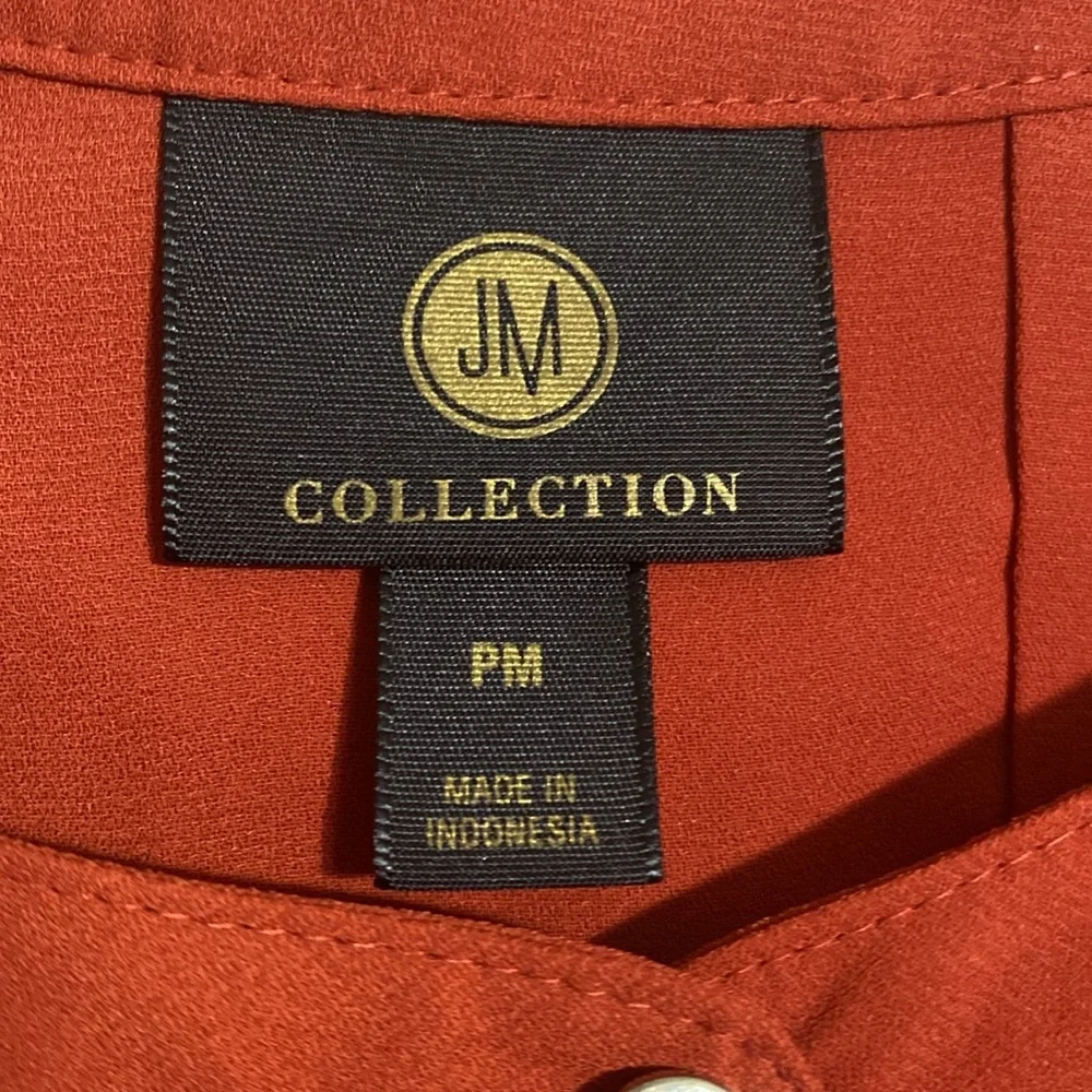 JM Collection lightweight Rust Blouse shirt top size MP - Picture 9 of 11